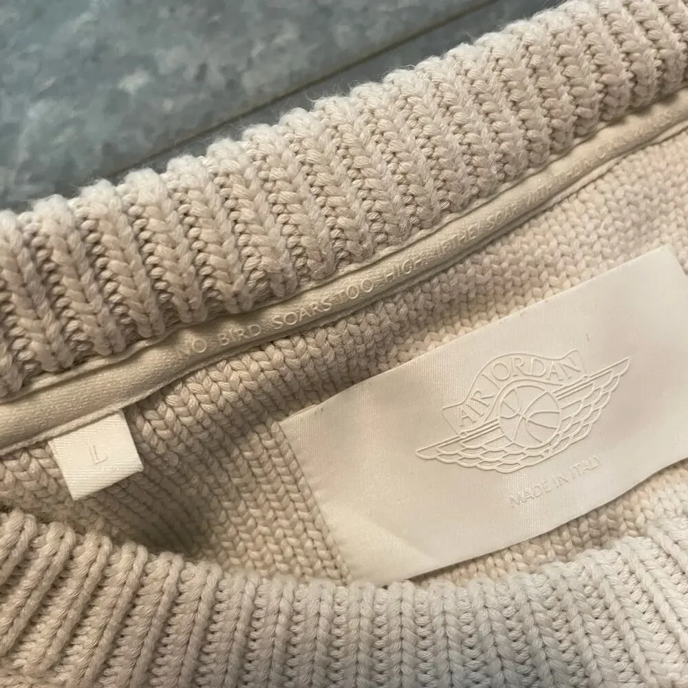 Air Jordan Wings Collection Cable Knit Sweater Mens Large Made In Italy Cream